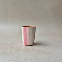 Load image into Gallery viewer, Striped two-tone pink espresso mug
