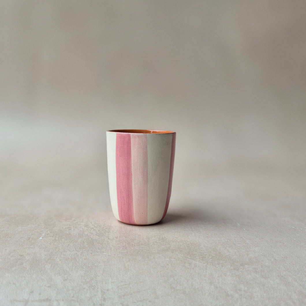 Striped two-tone pink espresso mug