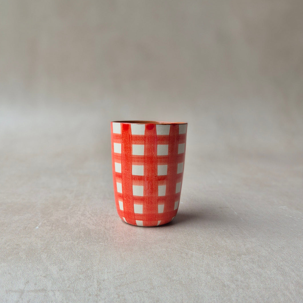 Espressobecher breit kariert rot