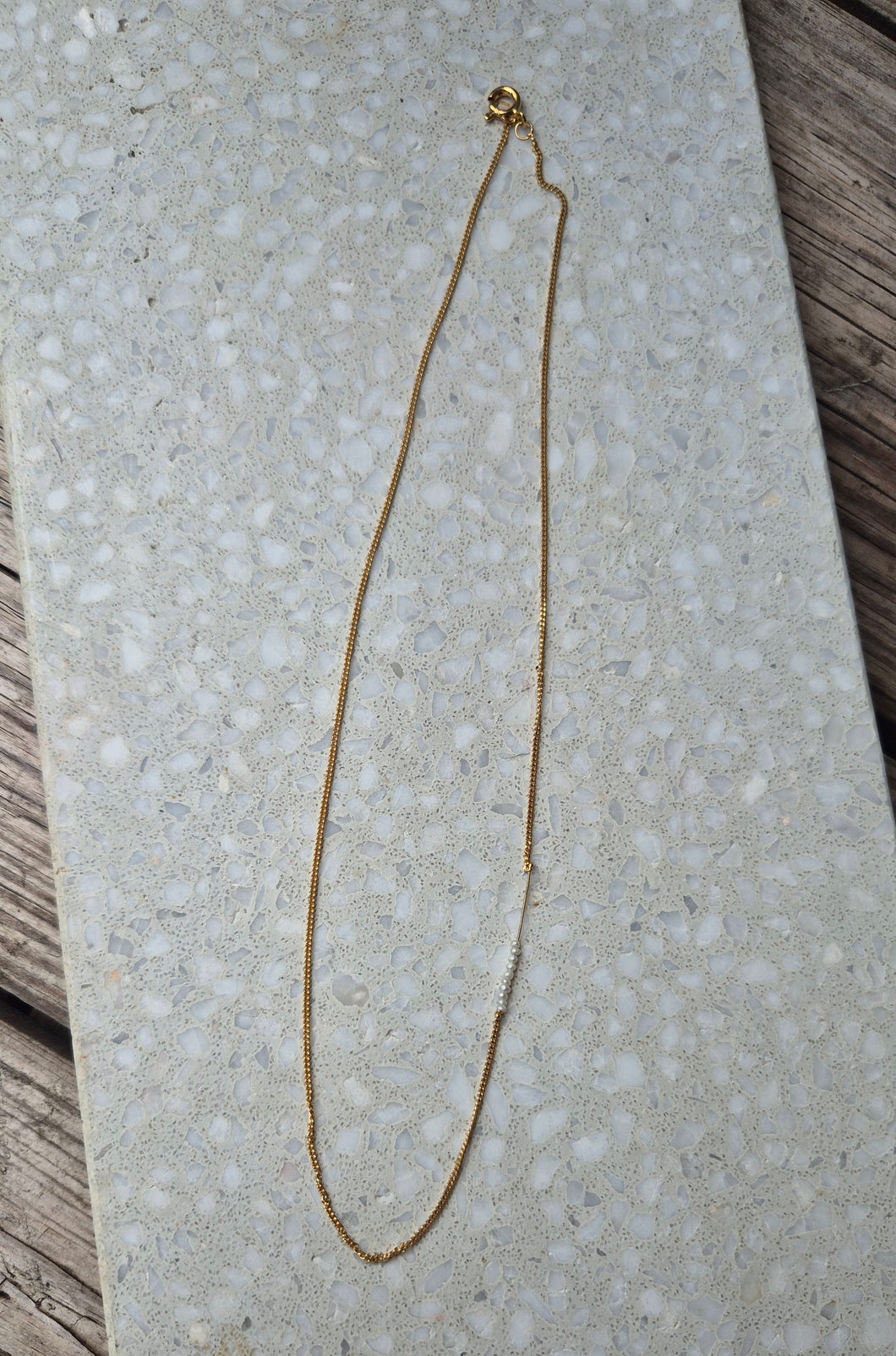 Solar Simple Pearl Necklace gold