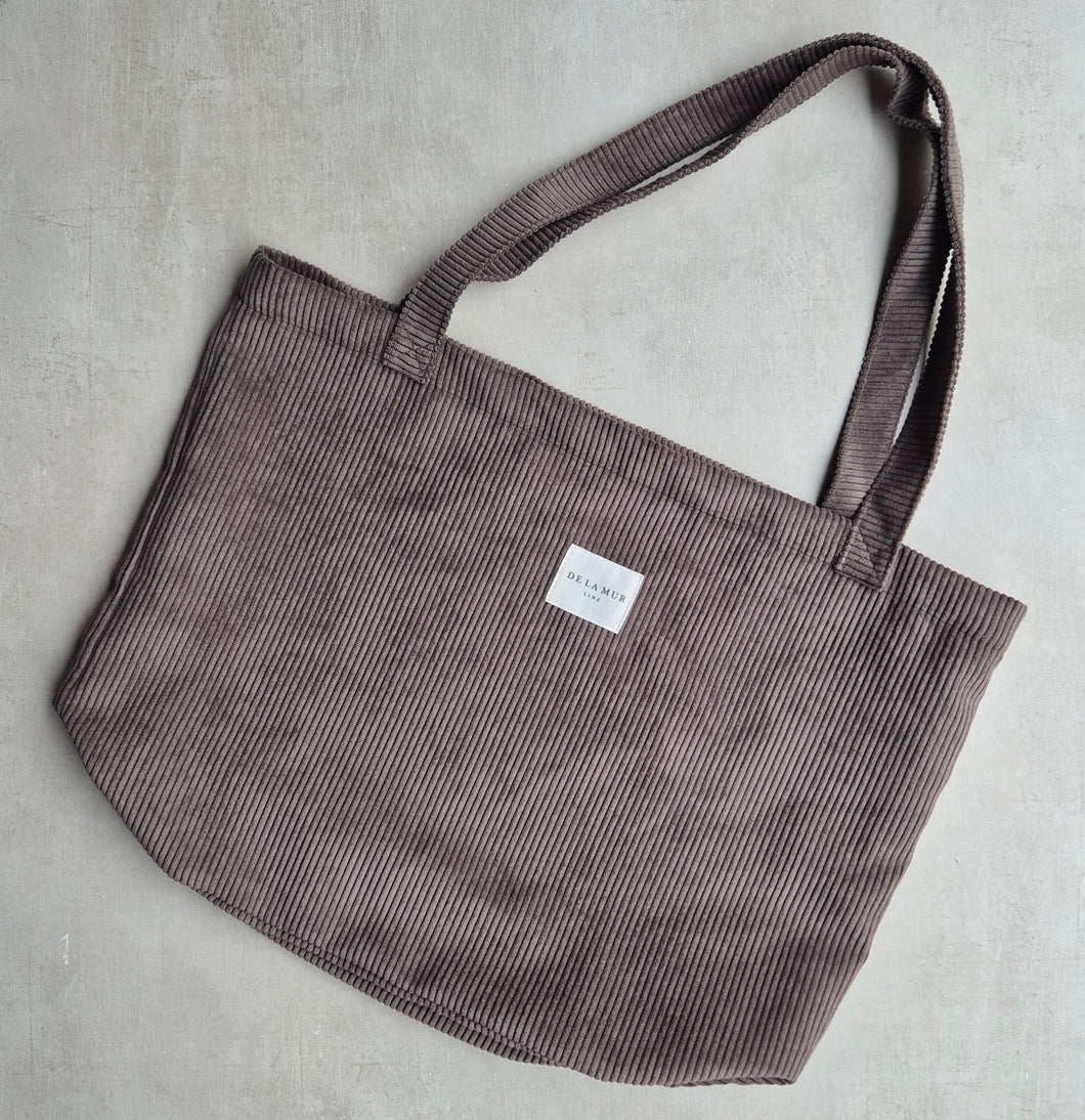 Grosse Tasche aus softem Cord chocolate