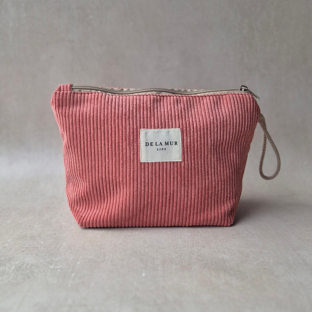 Necessaire gross aus softem Cord coral