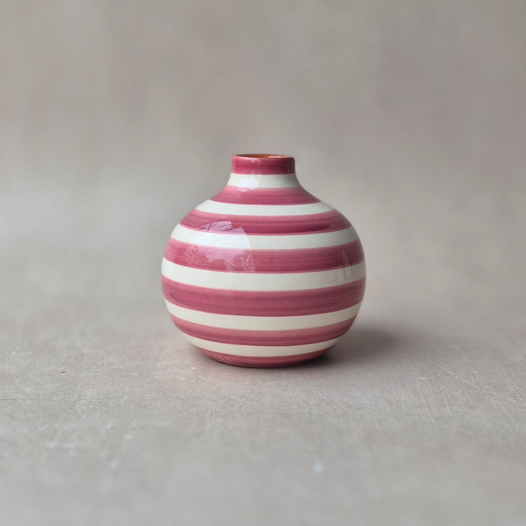 Kleine runde Vase geringelt rosa