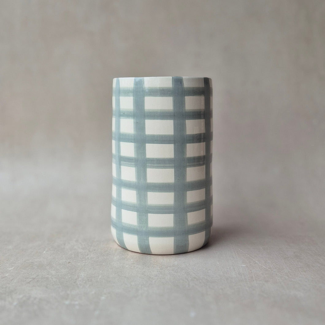 Gerade Vase breit kariert eukalyptus