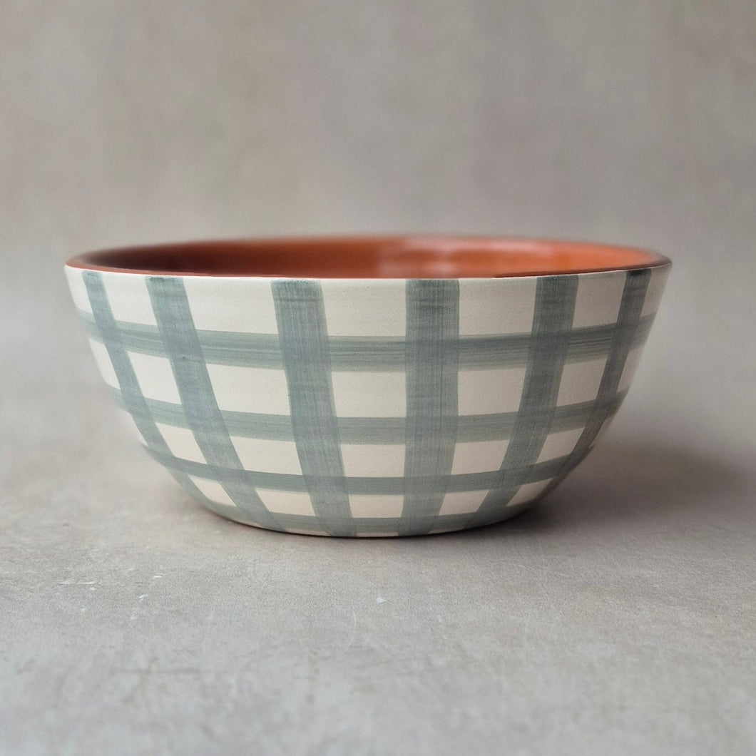 Salatschüssel medium breit kariert eukalyptus