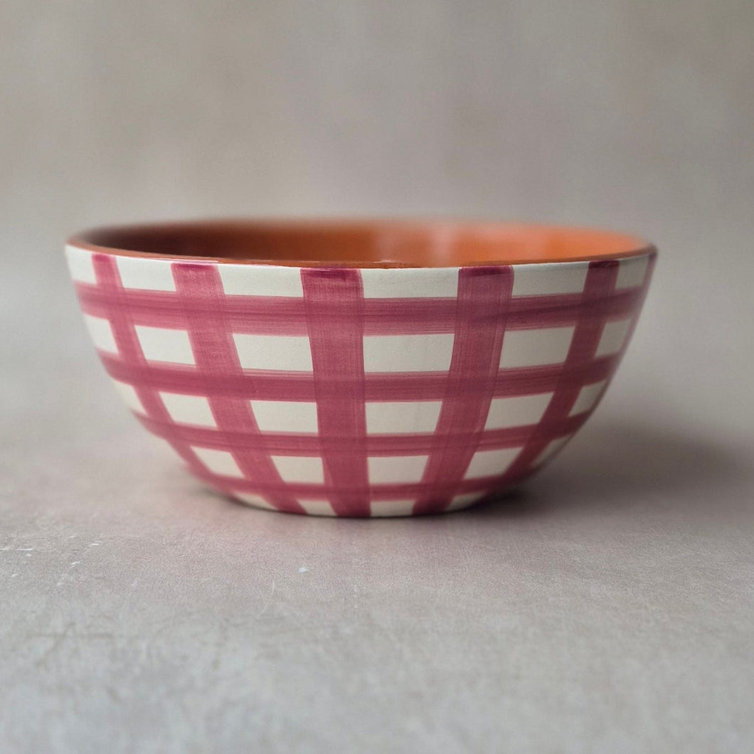 Salatschüssel medium breit kariert rosa