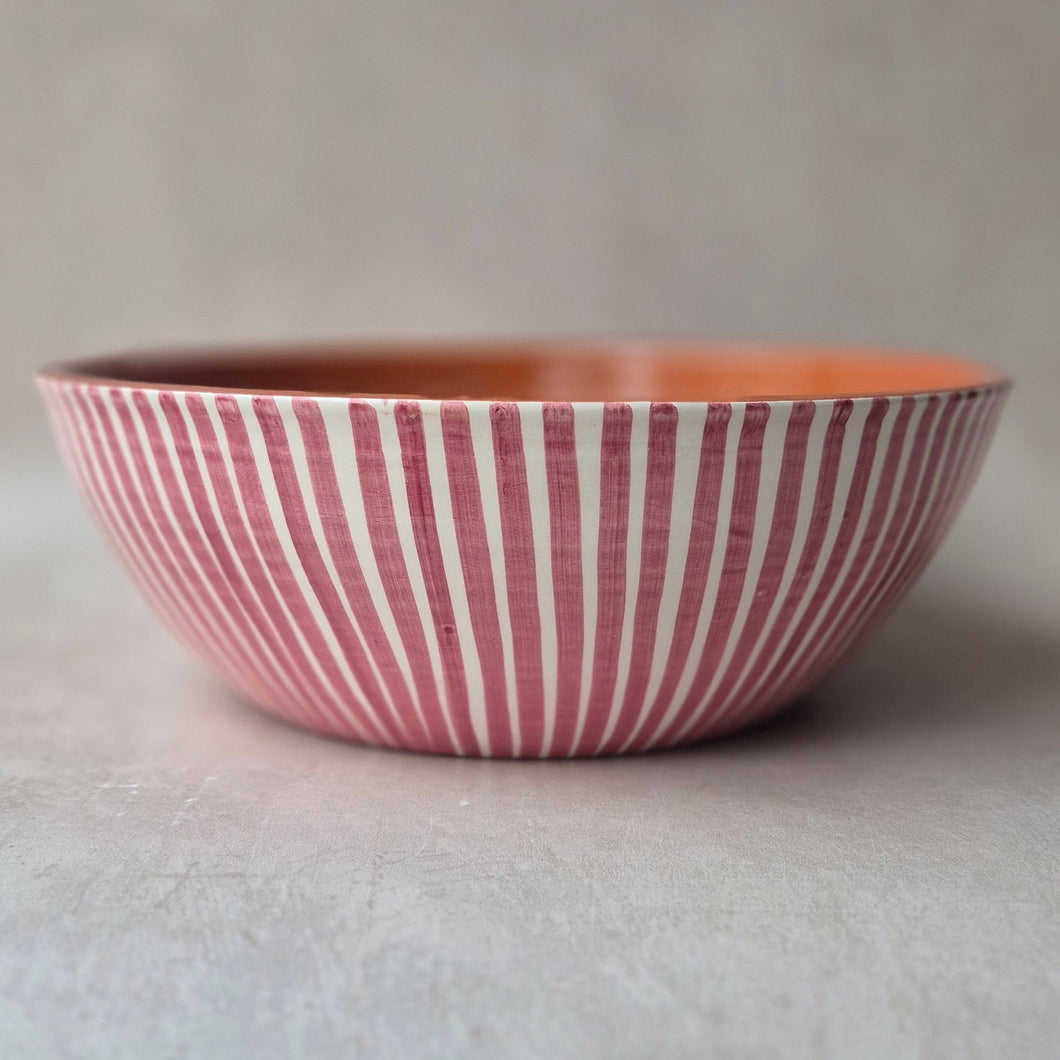 Salatschüssel gestreift rosa