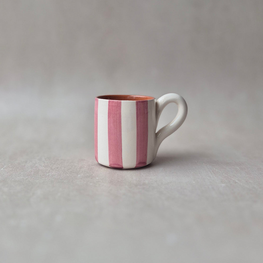 Espressotasse breit gestreift rosa