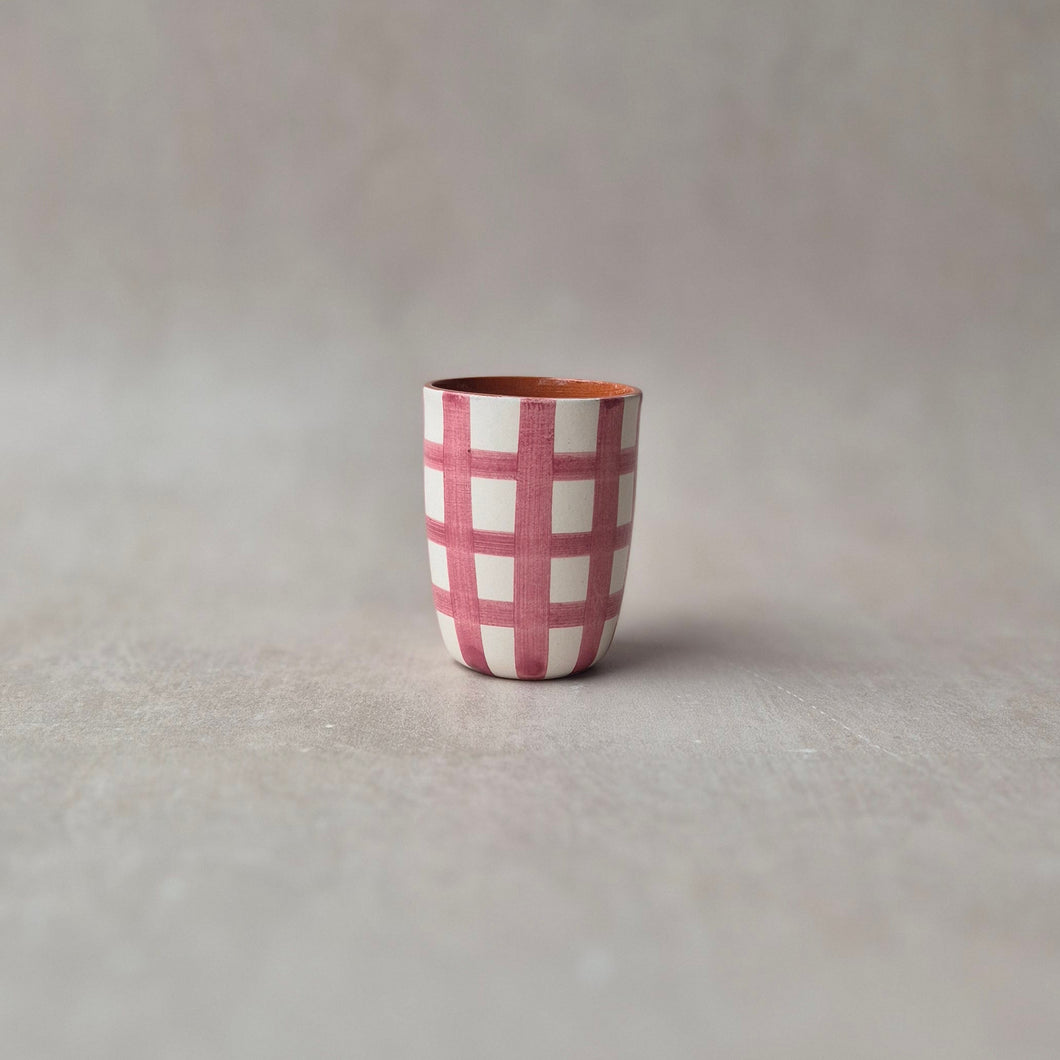 Espressobecher breit kariert rosa