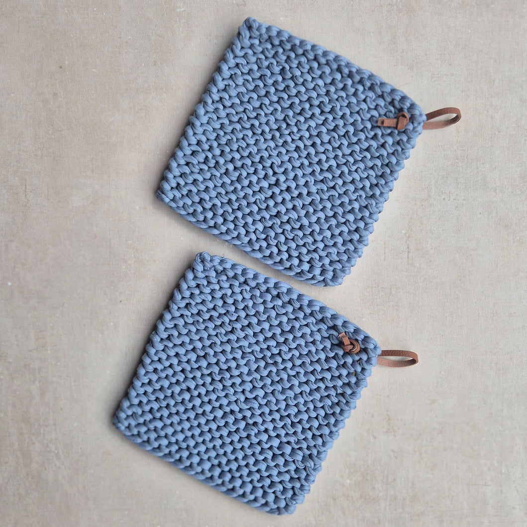 Potholder, 2er Set, hellblau