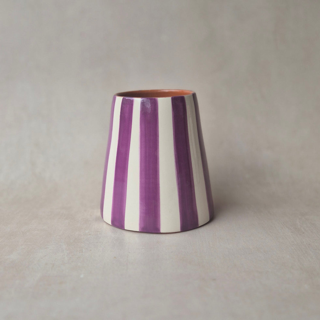 Vase Vulkan klein breit gestreift lila