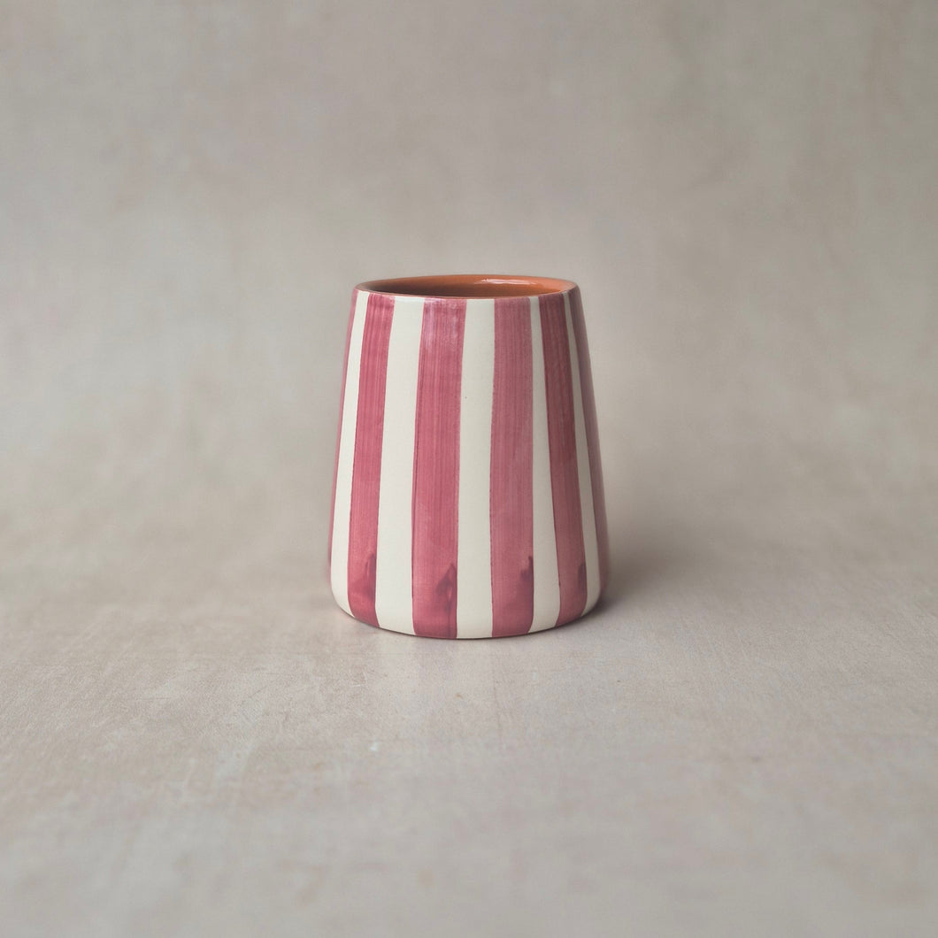 Vase Vulkan mini breit gestreift rosa