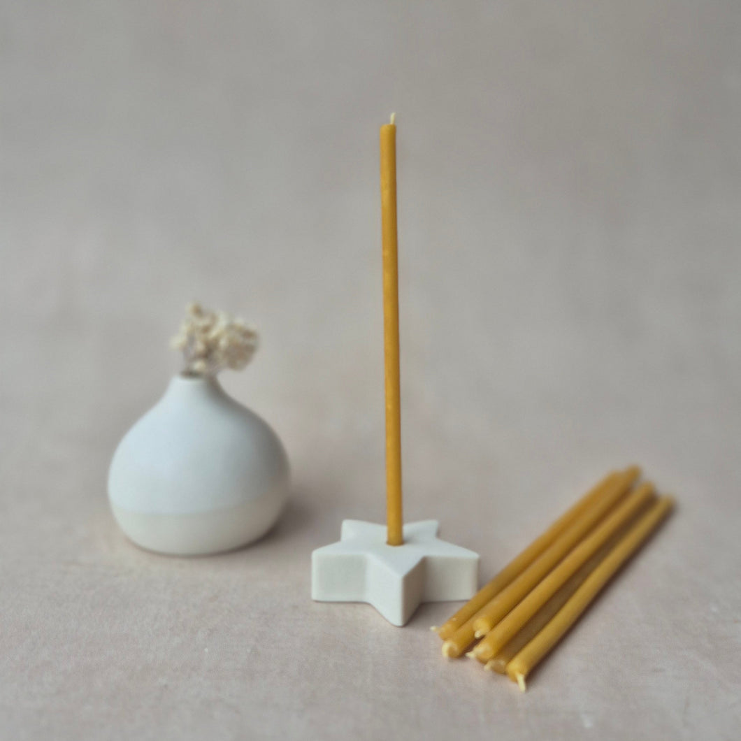 Mini-Kerzenhalter Stern mit 10 Bienenwachskerzen