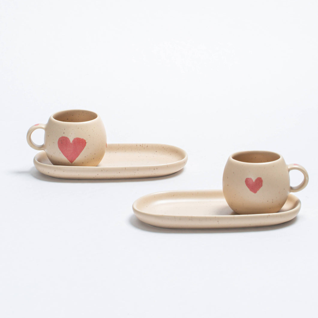 Espressotasse mit Mini-Tablett Happy Hearts