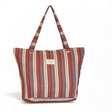 Lade das Bild in den Galerie-Viewer, Grosse Tasche aus Jacquardstoff stripes berry
