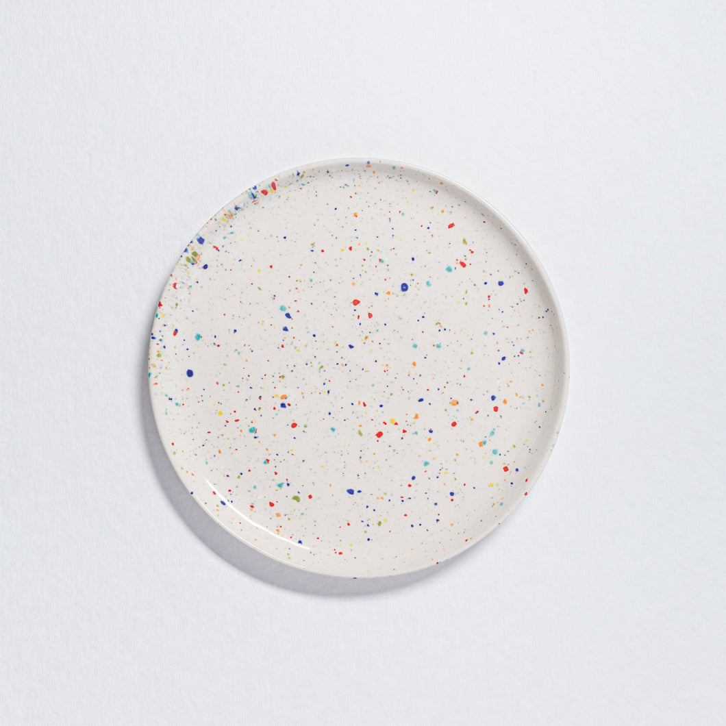 Plate small confetti white