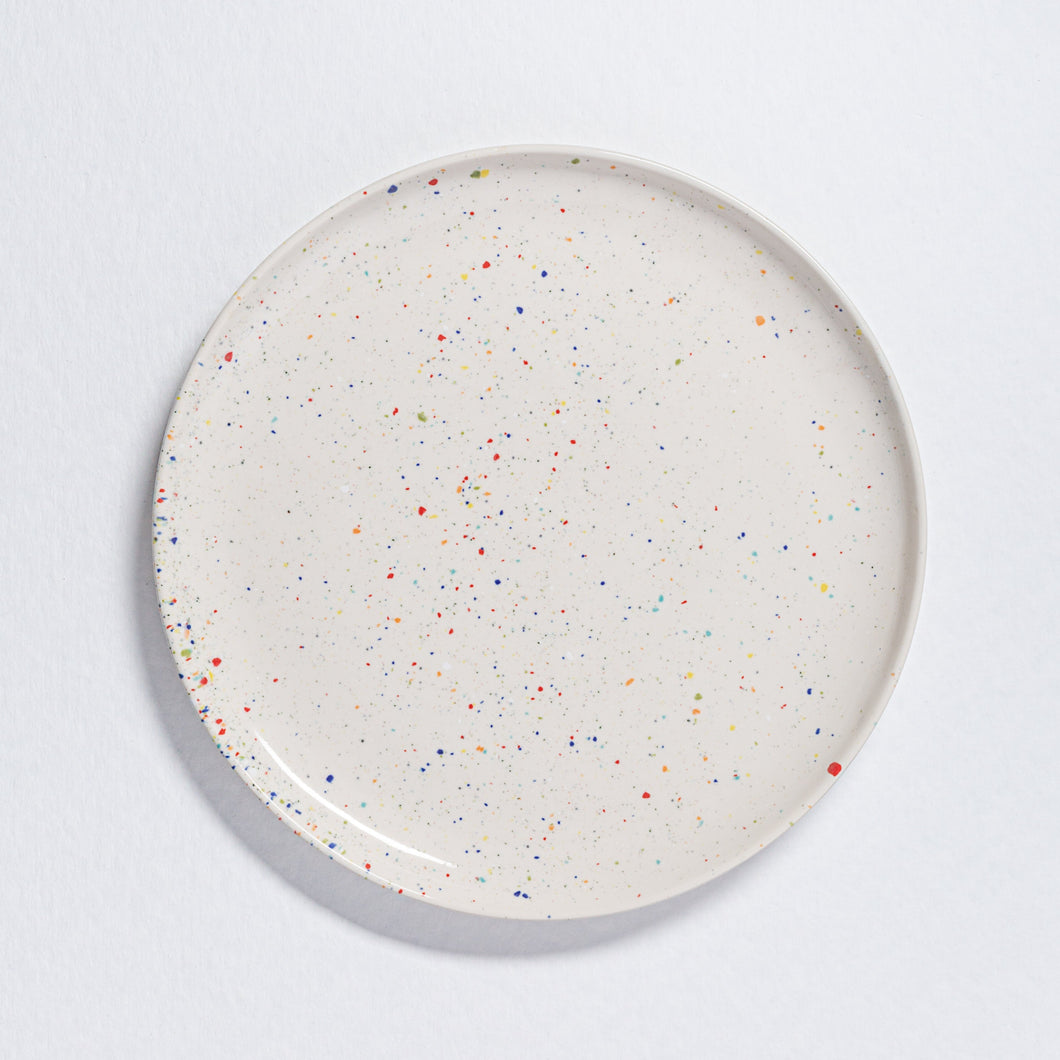 Plate large confetti white