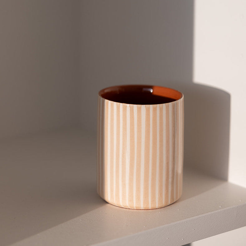 Tasse à café rayé beige