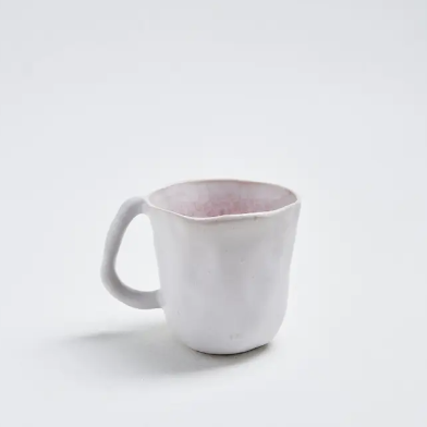 Mug Natura blanc lisse & rose tendre