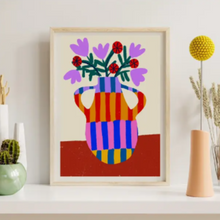 Load image into Gallery viewer, Art Print Striped Vase with Handles
