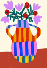 Load image into Gallery viewer, Art Print Striped Vase with Handles
