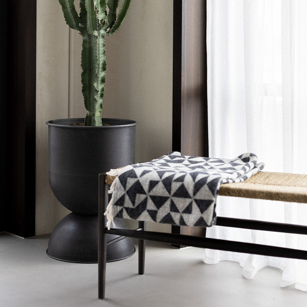 Geo Cotton Blanket anthrazit creme