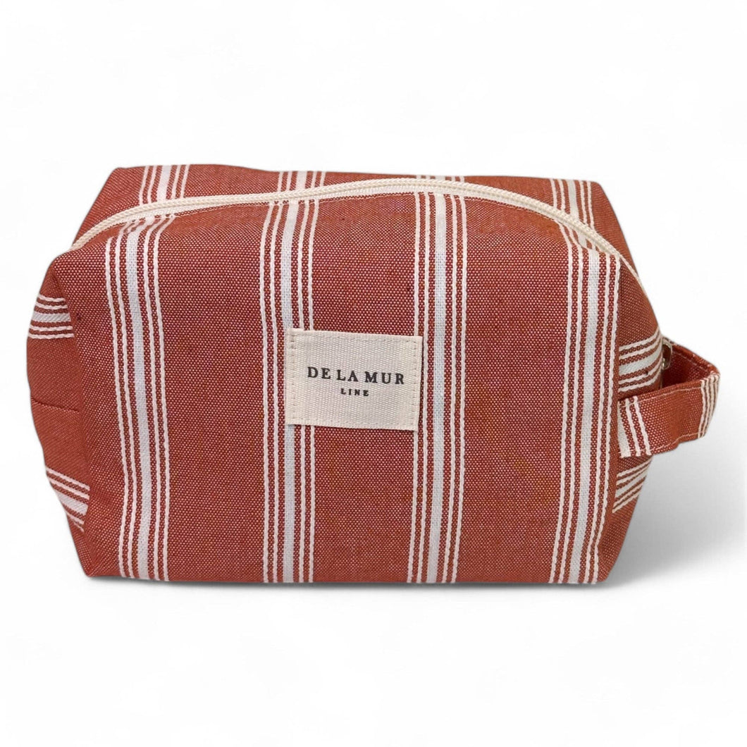 Necessaire aus bedrucktem Leinen stripes terracotta