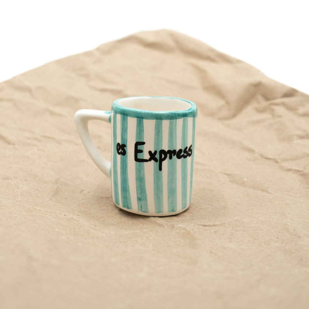 alma barru x bärndütsch Espressotasse gestreift grün