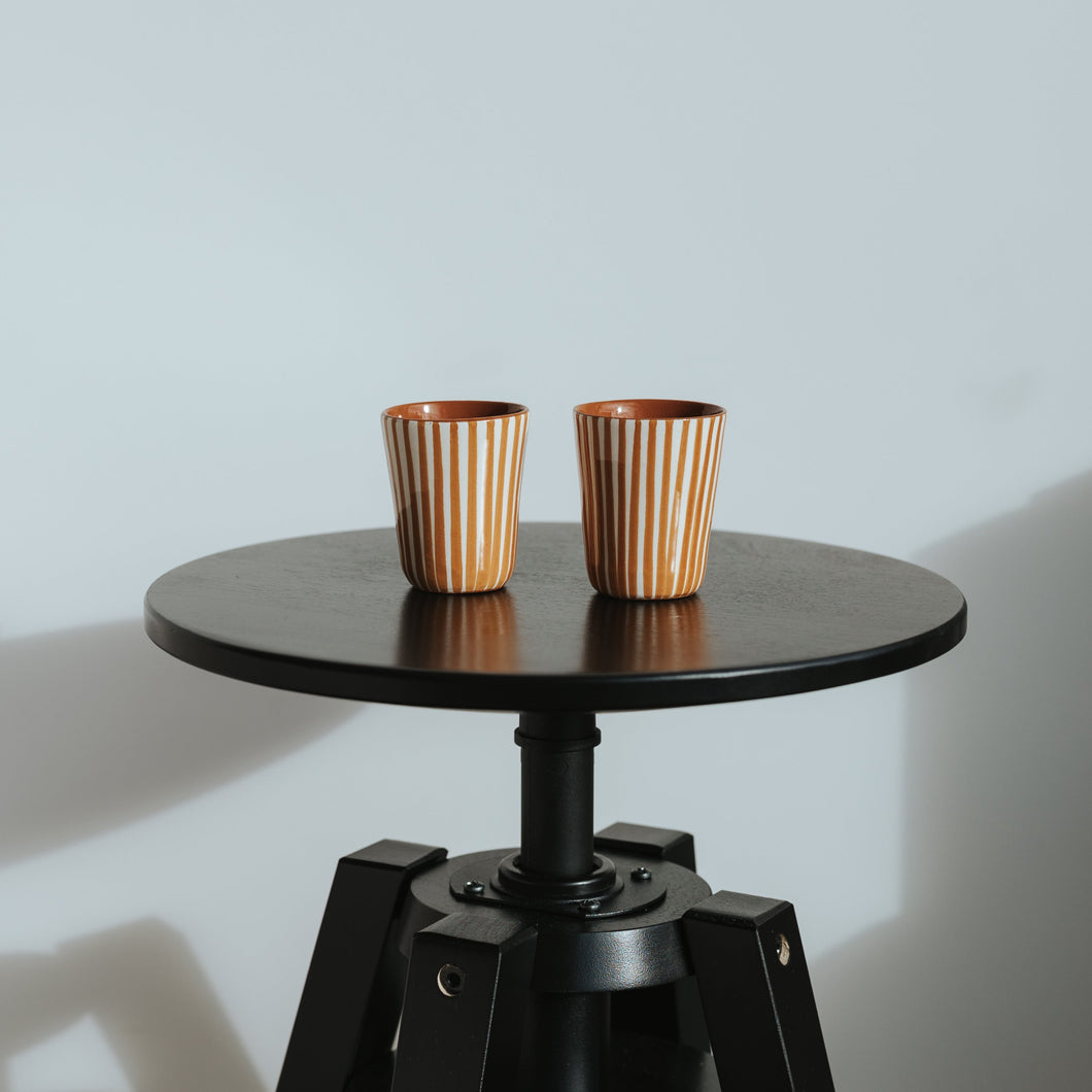 Striped rust espresso mug