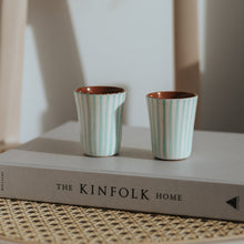 Load image into Gallery viewer, Striped espresso mug mint
