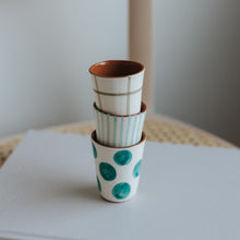 Load image into Gallery viewer, Checkered espresso mug sage
