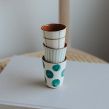 Load image into Gallery viewer, Striped espresso mug mint
