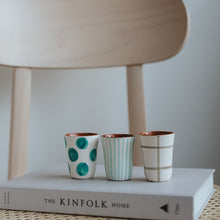 Load image into Gallery viewer, Striped espresso mug mint
