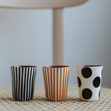Load image into Gallery viewer, Striped rust espresso mug
