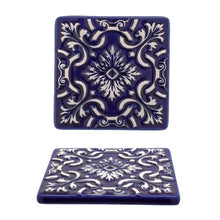 Charger l&#39;image dans la galerie, Sous-verres Azulejo bleu marine, lot de 2
