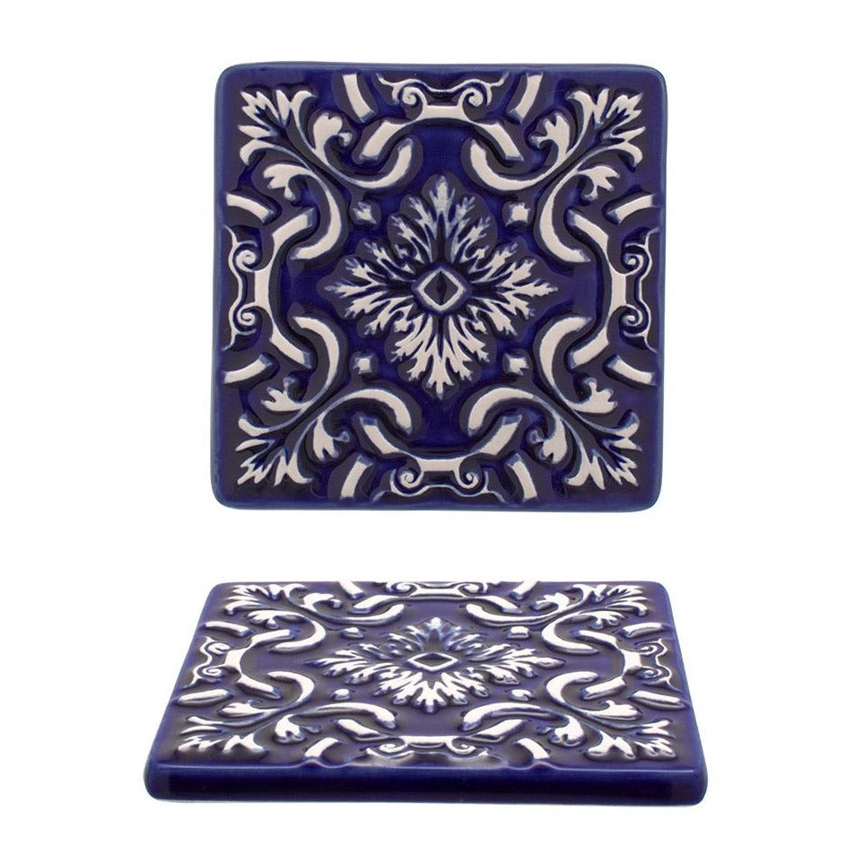 Sous-verres Azulejo bleu marine, lot de 2