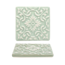 Load image into Gallery viewer, Coasters azulejo mint, set of 2
