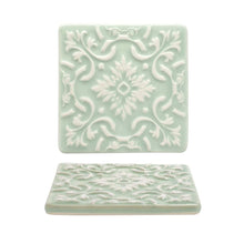 Charger l&#39;image dans la galerie, Sous-verres azulejo menthe, lot de 2
