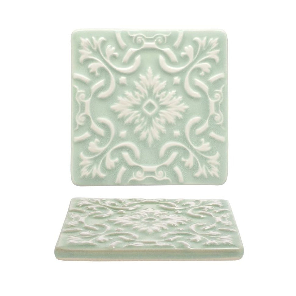 Coasters azulejo mint, set of 2