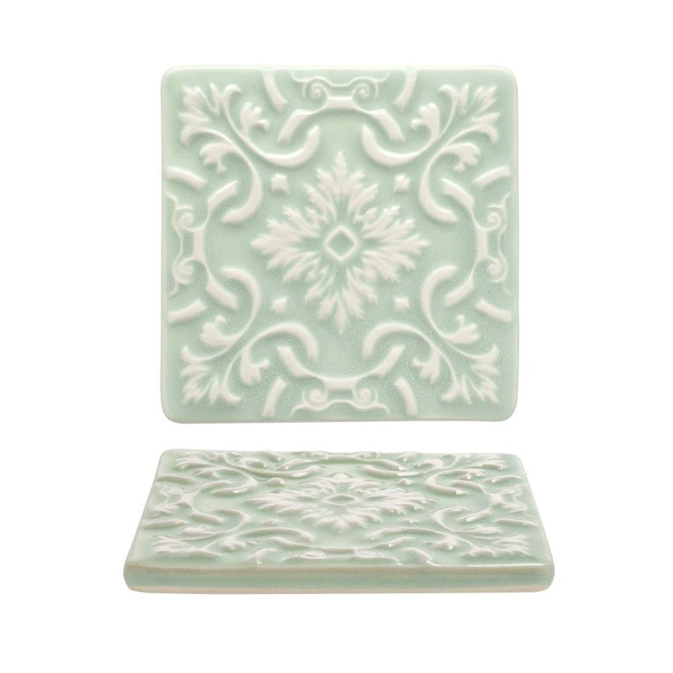 Sous-verres azulejo menthe, lot de 2