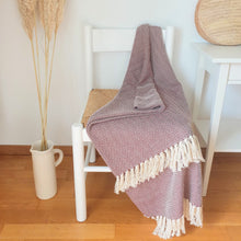 Load image into Gallery viewer, Handwoven cotton blanket (herringbone, bordeaux)
