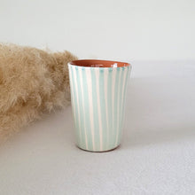 Load image into Gallery viewer, Striped espresso mug mint
