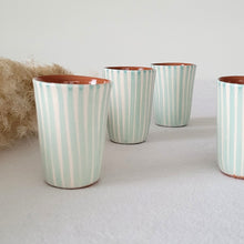 Load image into Gallery viewer, Striped espresso mug mint
