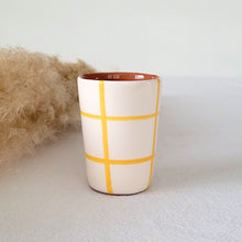 Load image into Gallery viewer, Yellow checkered espresso mug
