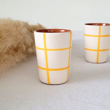 Load image into Gallery viewer, Yellow checkered espresso mug
