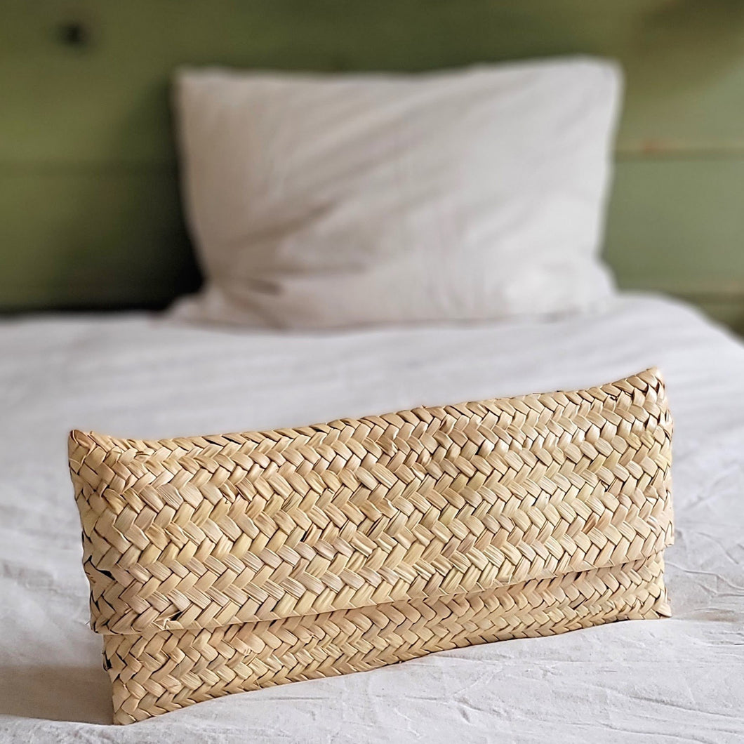 Palm leaf clutch bag