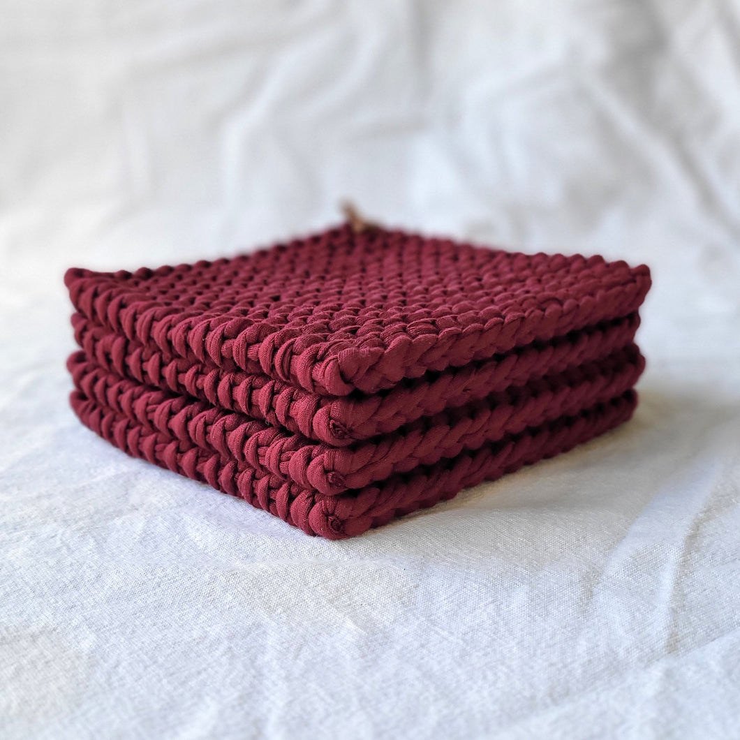Pot holders, set of 2, burgundy