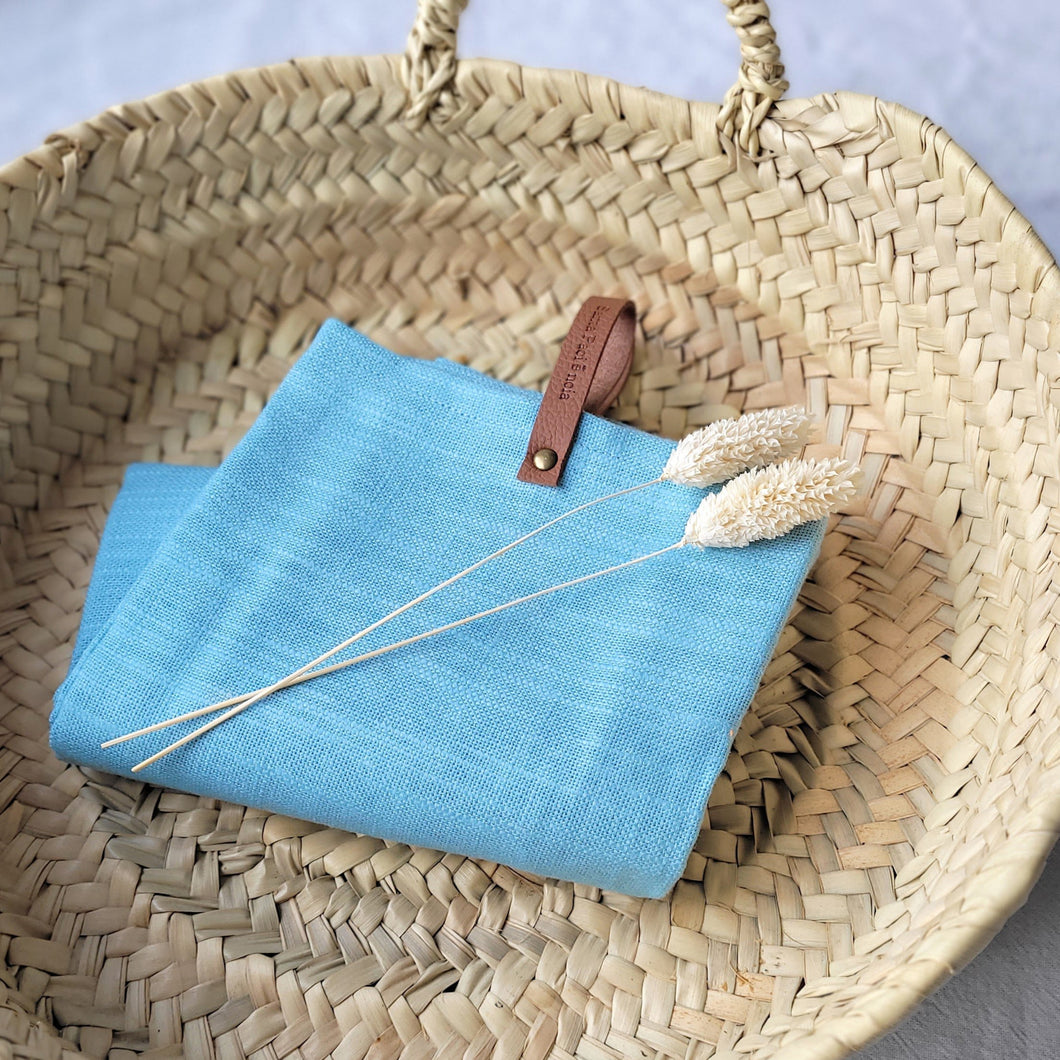 Küchenhandtücher, Leinen-Baumwoll-Mix, 2er Set, himmelblau