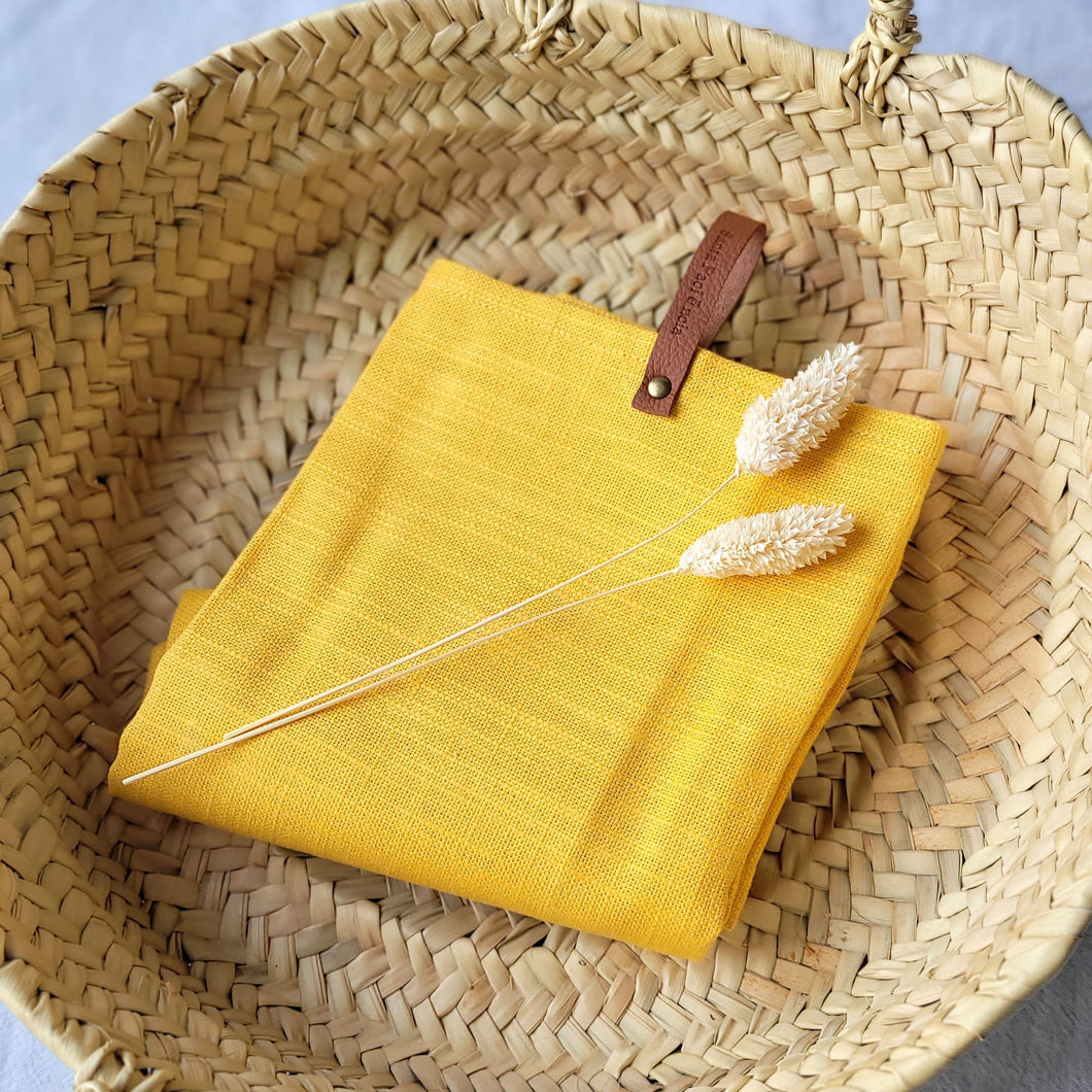 Küchenhandtücher, Leinen-Baumwoll-Mix, 2er Set, mustard