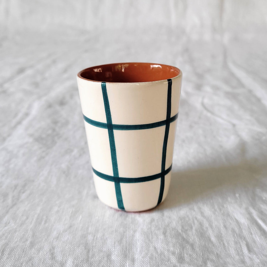 Espressobecher kariert petrol